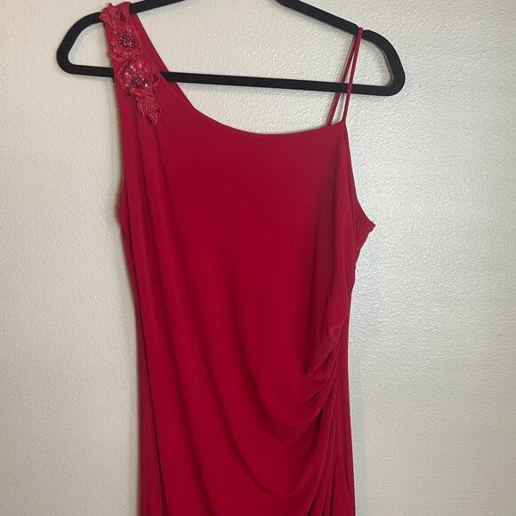 VTG Niki Livas Red Dress Sz 14 Maxi Fairy Whimsygoth Stretch 2000s Vampire Prom - Picture 2 of 8